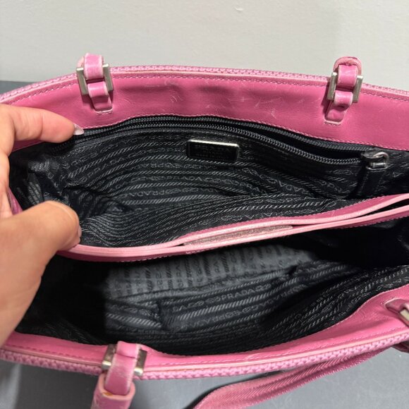 Prada Vintage Pink Woven Wool Tote Bag - Picture 2 of 4